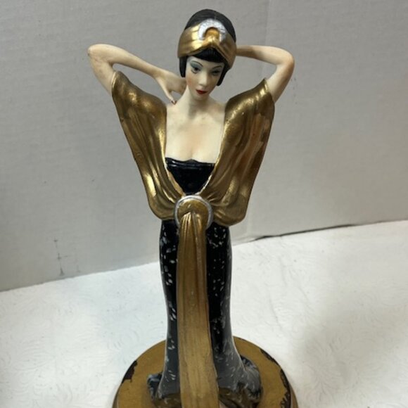 VTG Hand Painted Burlesque Dancer Roaring 20's Style Statue Figurine 11" Tall - Picture 3 of 16